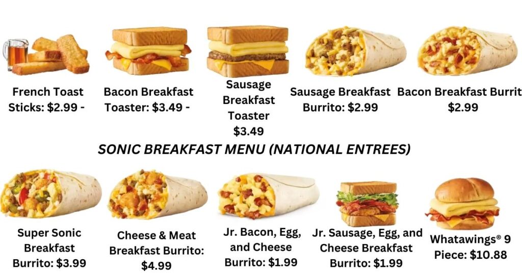 Sonic Breakfast Menu